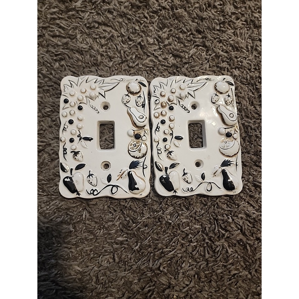 Vintage Yona Originals Porcelain Light Switch‎ Cover Fruit Japan